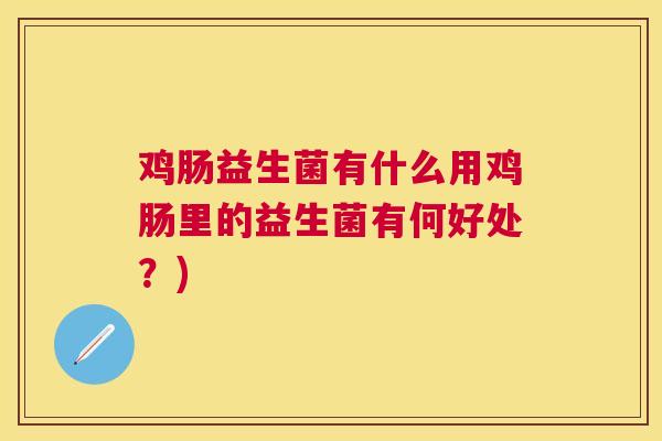 鸡肠益生菌有什么用鸡肠里的益生菌有何好处？)