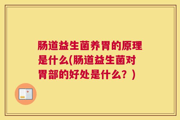 肠道益生菌养胃的原理是什么(肠道益生菌对胃部的好处是什么？)