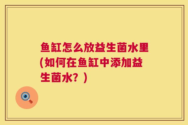 鱼缸怎么放益生菌水里(如何在鱼缸中添加益生菌水？)