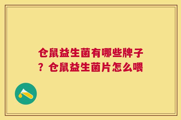 仓鼠益生菌有哪些牌子？仓鼠益生菌片怎么喂
