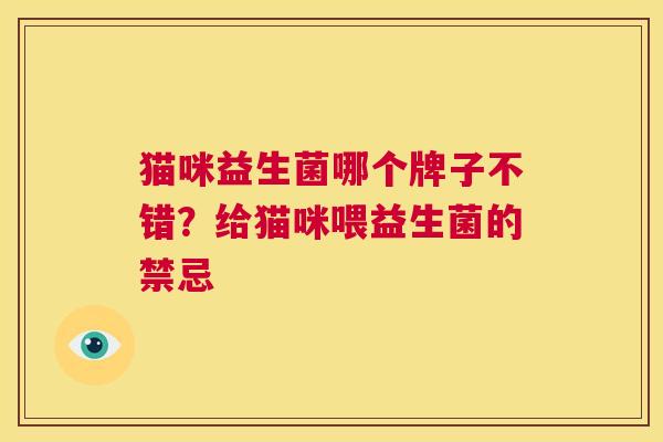 猫咪益生菌哪个牌子不错？给猫咪喂益生菌的禁忌