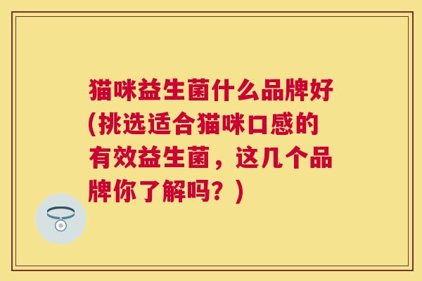 猫咪益生菌什么品牌好(挑选适合猫咪口感的有效益生菌，这几个品牌你了解吗？)
