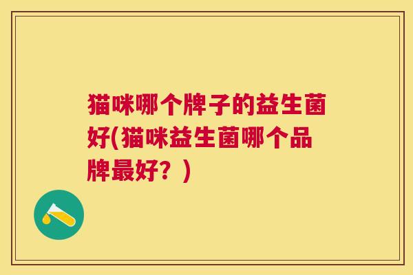 猫咪哪个牌子的益生菌好(猫咪益生菌哪个品牌最好？)
