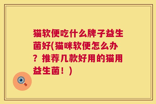 猫软便吃什么牌子益生菌好(猫咪软便怎么办？推荐几款好用的猫用益生菌！)