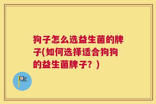 狗子怎么选益生菌的牌子(如何选择适合狗狗的益生菌牌子？)