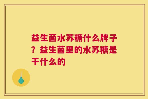益生菌水苏糖什么牌子？益生菌里的水苏糖是干什么的