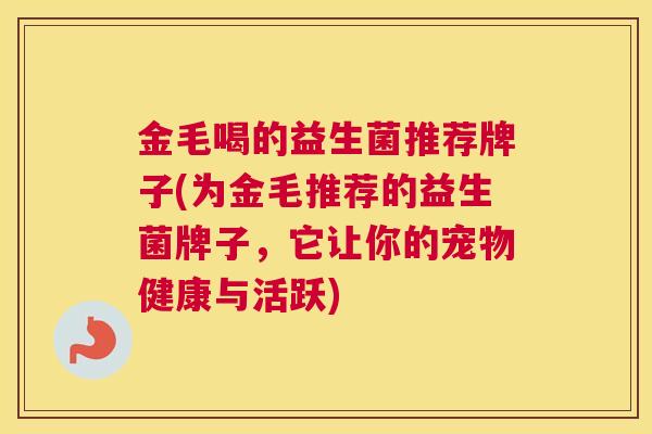 金毛喝的益生菌推荐牌子(为金毛推荐的益生菌牌子，它让你的宠物健康与活跃)