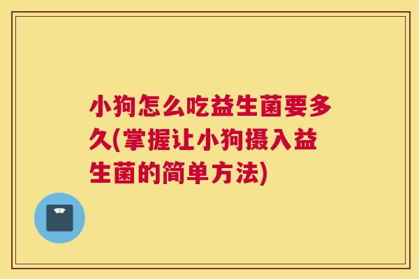 小狗怎么吃益生菌要多久(掌握让小狗摄入益生菌的简单方法)
