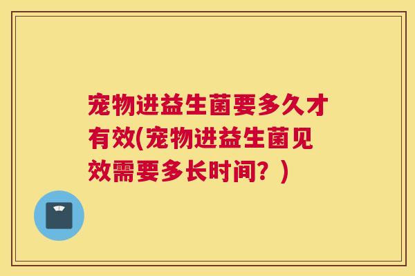 宠物进益生菌要多久才有效(宠物进益生菌见效需要多长时间？)
