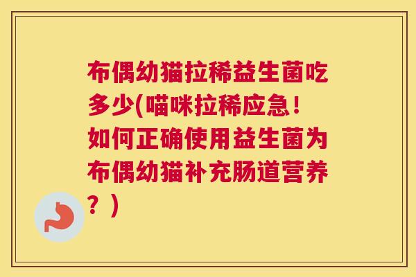 布偶幼猫拉稀益生菌吃多少(喵咪拉稀应急！如何正确使用益生菌为布偶幼猫补充肠道营养？)