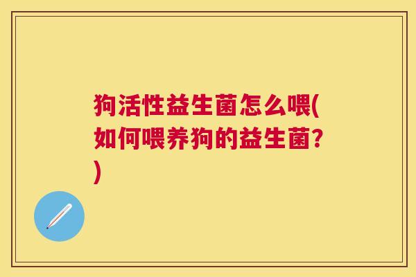 狗活性益生菌怎么喂(如何喂养狗的益生菌？)
