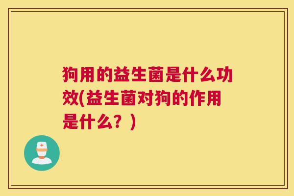 狗用的益生菌是什么功效(益生菌对狗的作用是什么？)