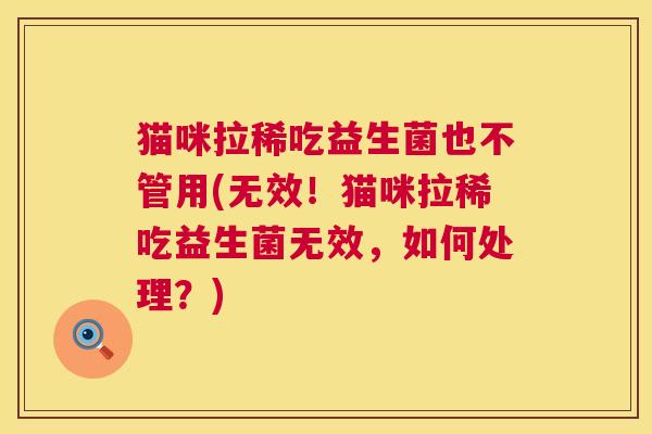 猫咪拉稀吃益生菌也不管用(无效！猫咪拉稀吃益生菌无效，如何处理？)