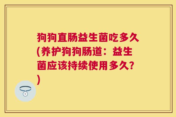 狗狗直肠益生菌吃多久(养护狗狗肠道：益生菌应该持续使用多久？)