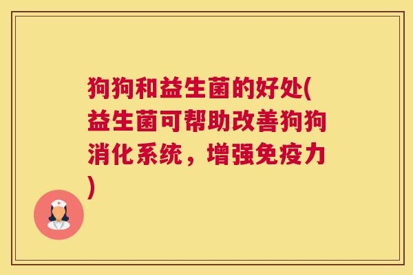 狗狗和益生菌的好处(益生菌可帮助改善狗狗消化系统，增强免疫力)