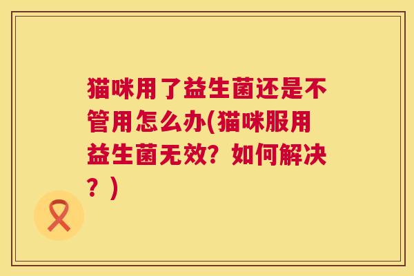 猫咪用了益生菌还是不管用怎么办(猫咪服用益生菌无效？如何解决？)