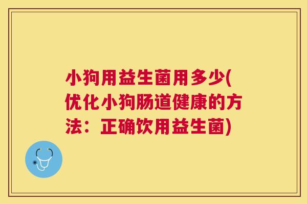 小狗用益生菌用多少(优化小狗肠道健康的方法：正确饮用益生菌)