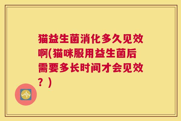猫益生菌消化多久见效啊(猫咪服用益生菌后需要多长时间才会见效？)