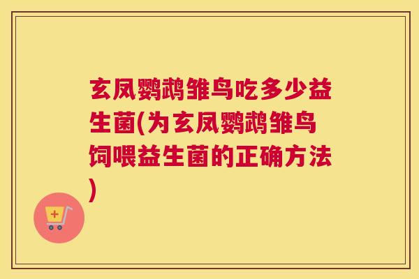 玄凤鹦鹉雏鸟吃多少益生菌(为玄凤鹦鹉雏鸟饲喂益生菌的正确方法)