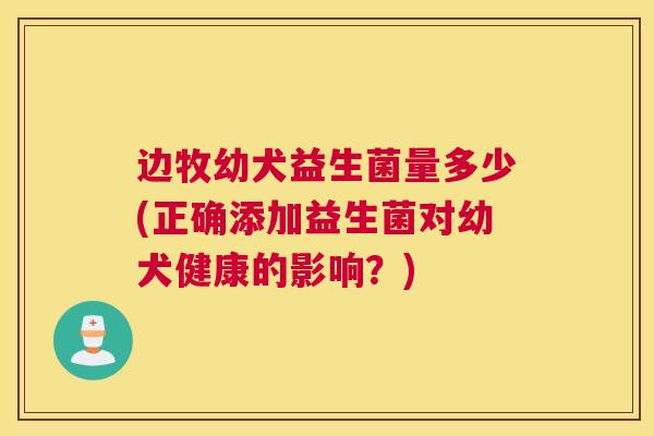 边牧幼犬益生菌量多少(正确添加益生菌对幼犬健康的影响？)