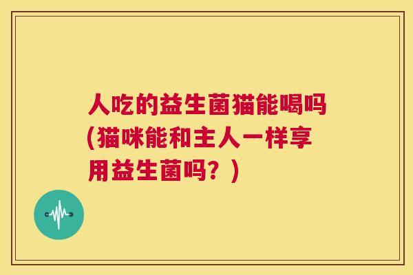 人吃的益生菌猫能喝吗(猫咪能和主人一样享用益生菌吗？)