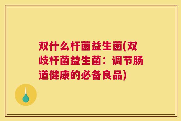 双什么杆菌益生菌(双歧杆菌益生菌：调节肠道健康的必备良品)