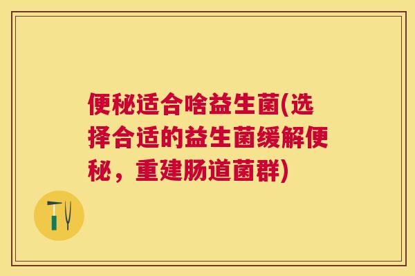 便秘适合啥益生菌(选择合适的益生菌缓解便秘，重建肠道菌群)