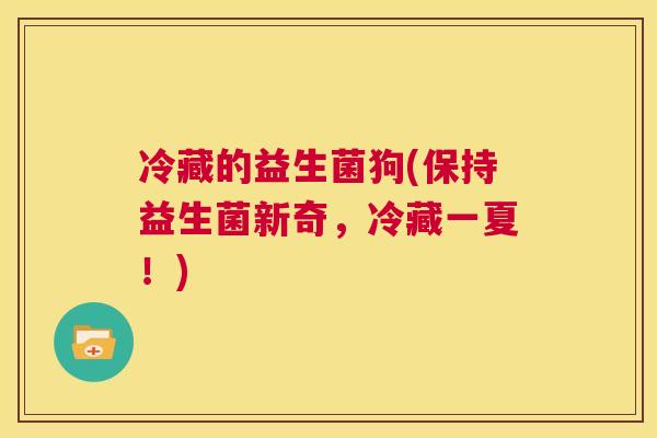 冷藏的益生菌狗(保持益生菌新奇，冷藏一夏！)