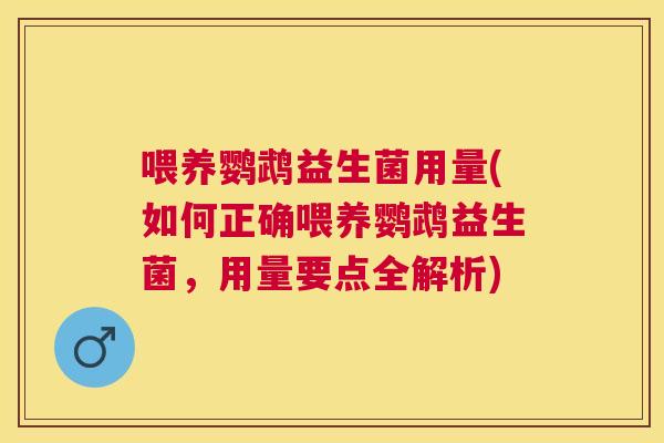 喂养鹦鹉益生菌用量(如何正确喂养鹦鹉益生菌，用量要点全解析)