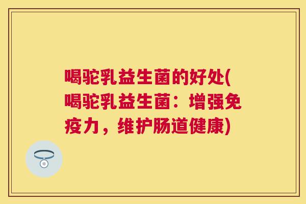 喝驼乳益生菌的好处(喝驼乳益生菌：增强免疫力，维护肠道健康)