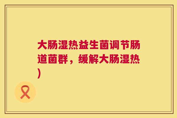 大肠湿热益生菌调节肠道菌群，缓解大肠湿热)