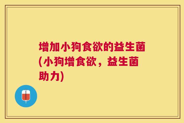增加小狗食欲的益生菌(小狗增食欲，益生菌助力)