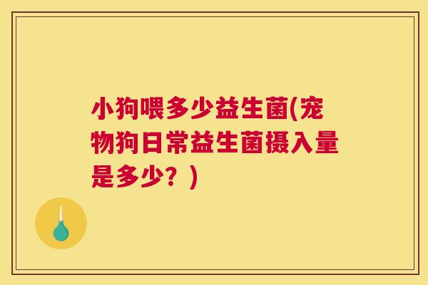小狗喂多少益生菌(宠物狗日常益生菌摄入量是多少？)