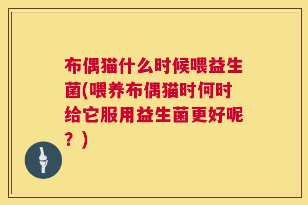 布偶猫什么时候喂益生菌(喂养布偶猫时何时给它服用益生菌更好呢？)