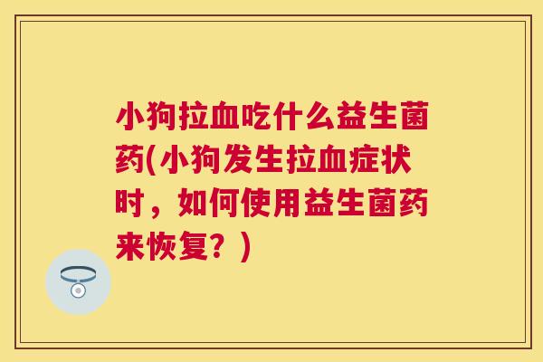 小狗拉血吃什么益生菌药(小狗发生拉血症状时，如何使用益生菌药来恢复？)