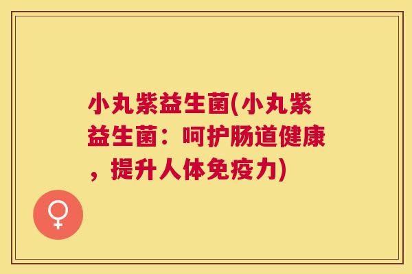 小丸紫益生菌(小丸紫益生菌：呵护肠道健康，提升人体免疫力)