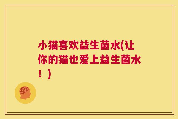 小猫喜欢益生菌水(让你的猫也爱上益生菌水！)