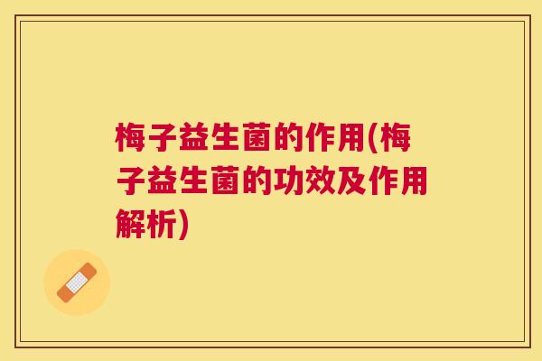 梅子益生菌的作用(梅子益生菌的功效及作用解析)