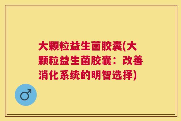 大颗粒益生菌胶囊(大颗粒益生菌胶囊：改善消化系统的明智选择)