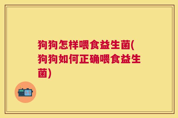 狗狗怎样喂食益生菌(狗狗如何正确喂食益生菌)