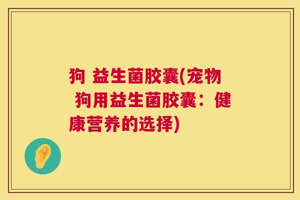 狗 益生菌胶囊(宠物 狗用益生菌胶囊：健康营养的选择)