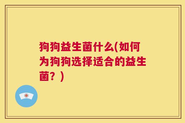 狗狗益生菌什么(如何为狗狗选择适合的益生菌？)
