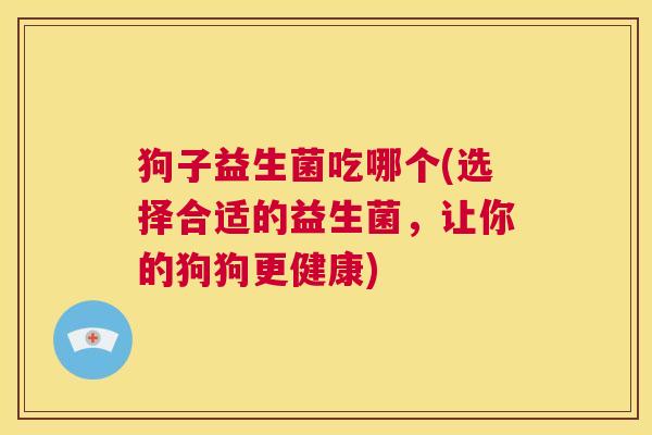 狗子益生菌吃哪个(选择合适的益生菌，让你的狗狗更健康)