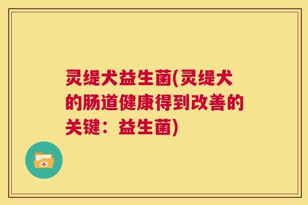 灵缇犬益生菌(灵缇犬的肠道健康得到改善的关键：益生菌)