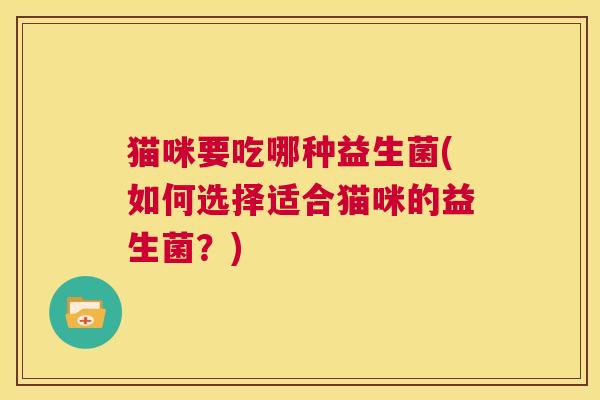 猫咪要吃哪种益生菌(如何选择适合猫咪的益生菌？)