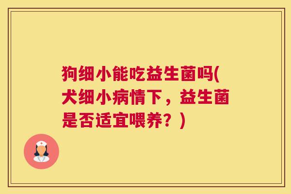 狗细小能吃益生菌吗(犬细小病情下，益生菌是否适宜喂养？)