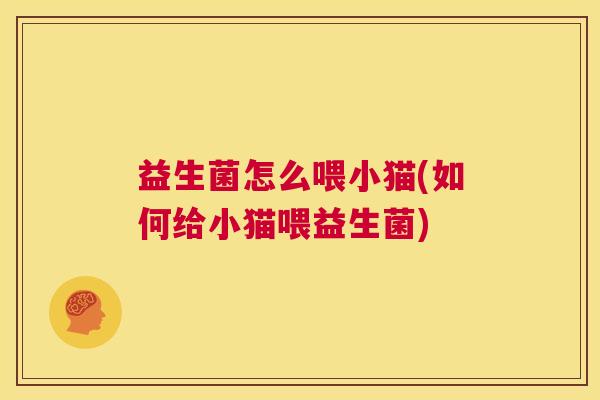益生菌怎么喂小猫(如何给小猫喂益生菌)
