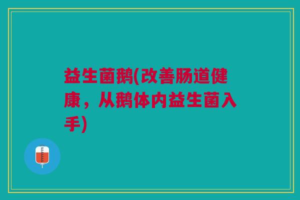 益生菌鹅(改善肠道健康，从鹅体内益生菌入手)