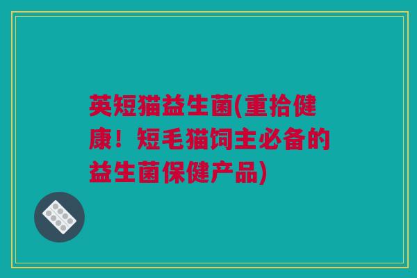 英短猫益生菌(重拾健康！短毛猫饲主必备的益生菌保健产品)