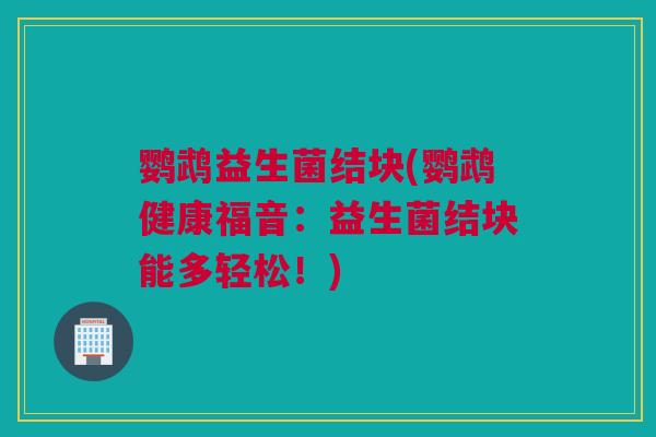 鹦鹉益生菌结块(鹦鹉健康福音：益生菌结块能多轻松！)